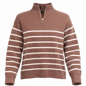 Lillusory Striped Quarter-Zip Mock Neck Sweater